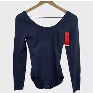 NWT SPANX Steel Gray Long Sleeve Base Bodysuit Steel Gray large $60